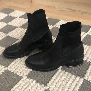 Zara black boots size 7.5. Like new. Low heeled sock style ankle boots
